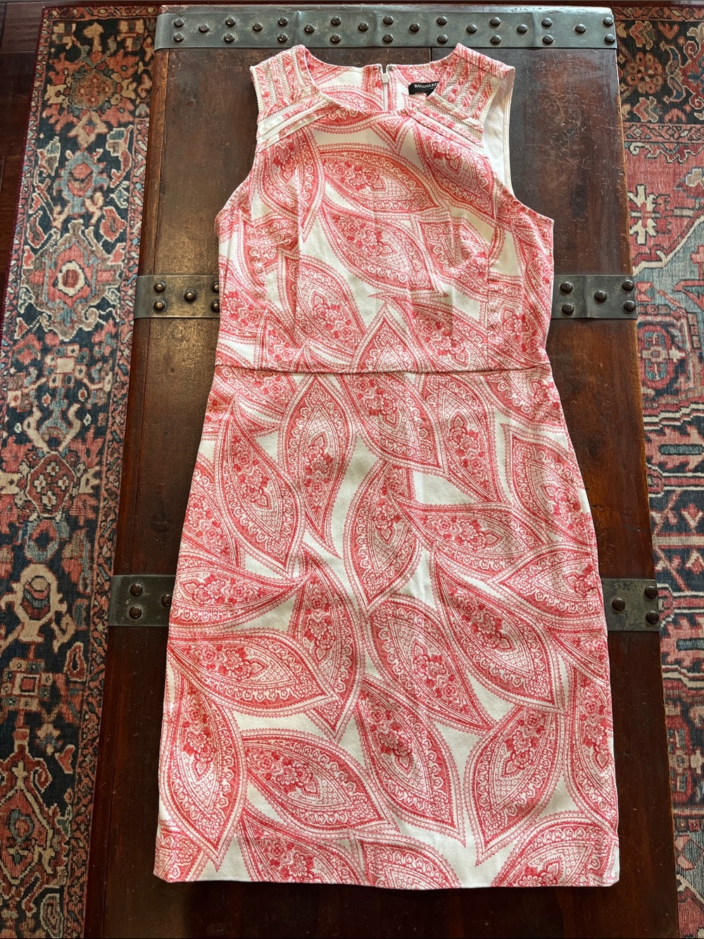 Ann Taylor Red Paisley Sheath Dress